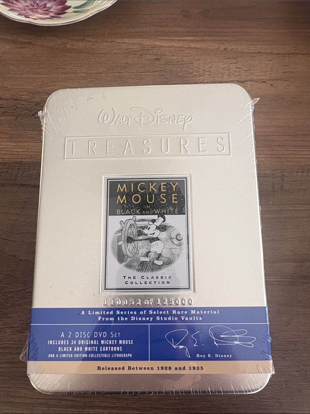 Disney Treasures Mickey Mouse Black and White Tin - White, Black, Blue